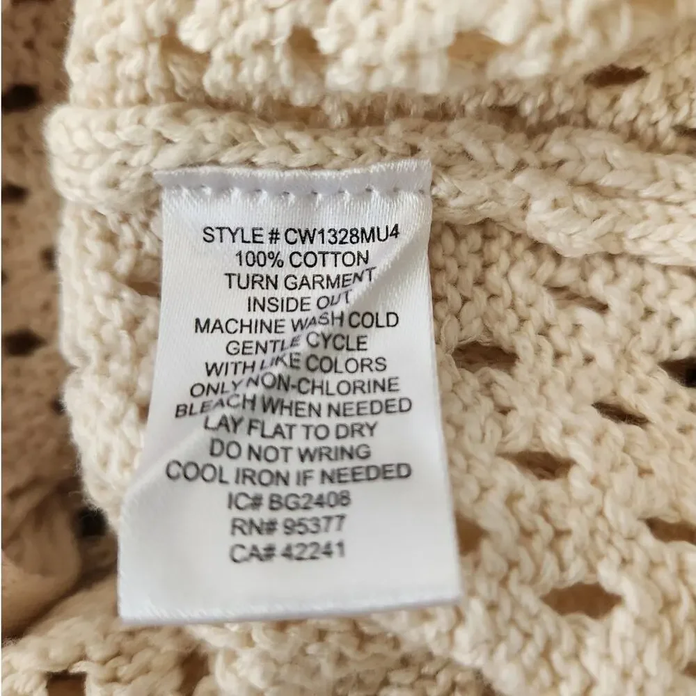 NWT Sanctuary Open Knit Bomber Jacket Cardigan Zip Up Cream M